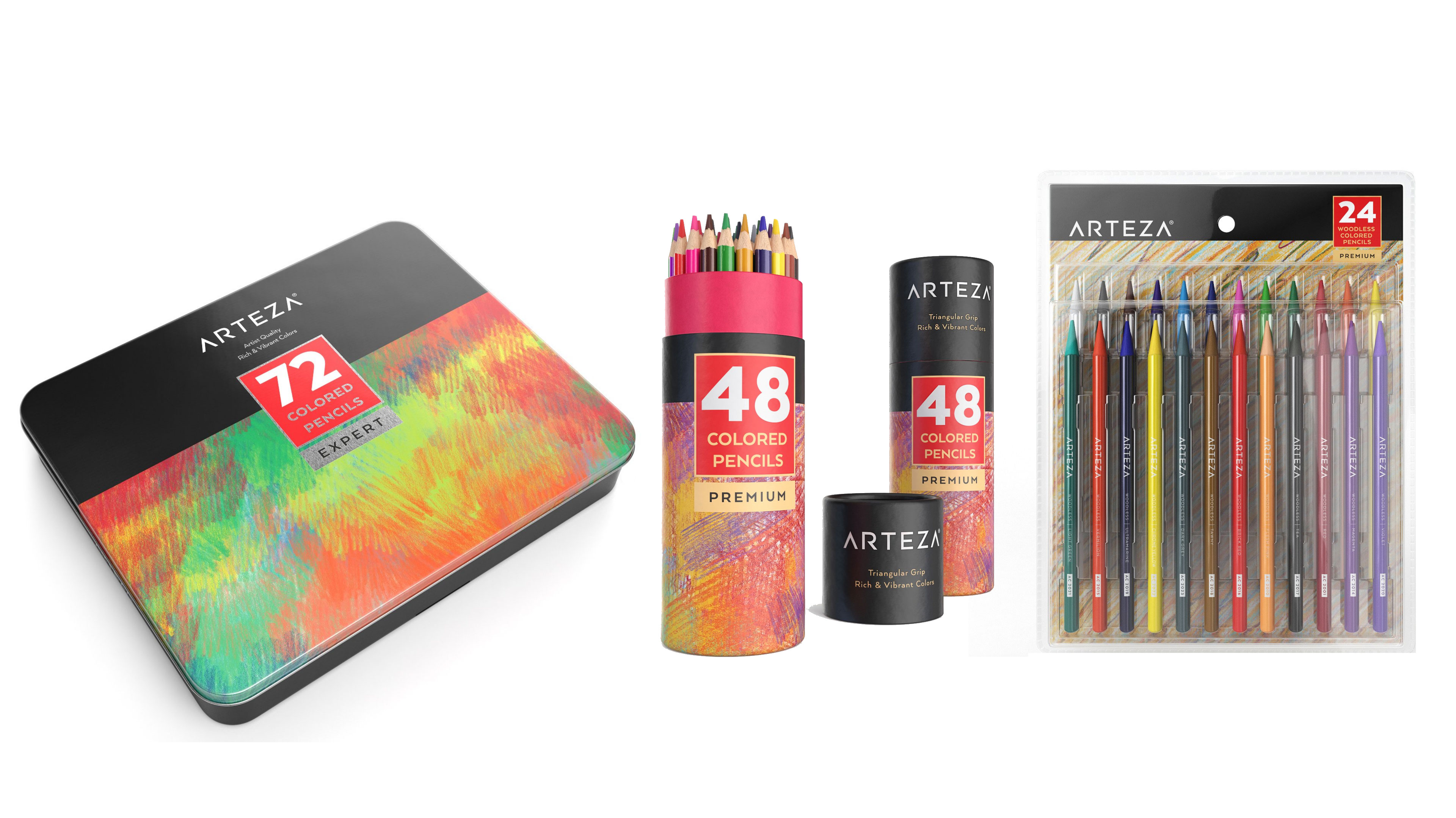 Arteza > Woodless Watercolor Pencils - Set of 24 - Arteza: A